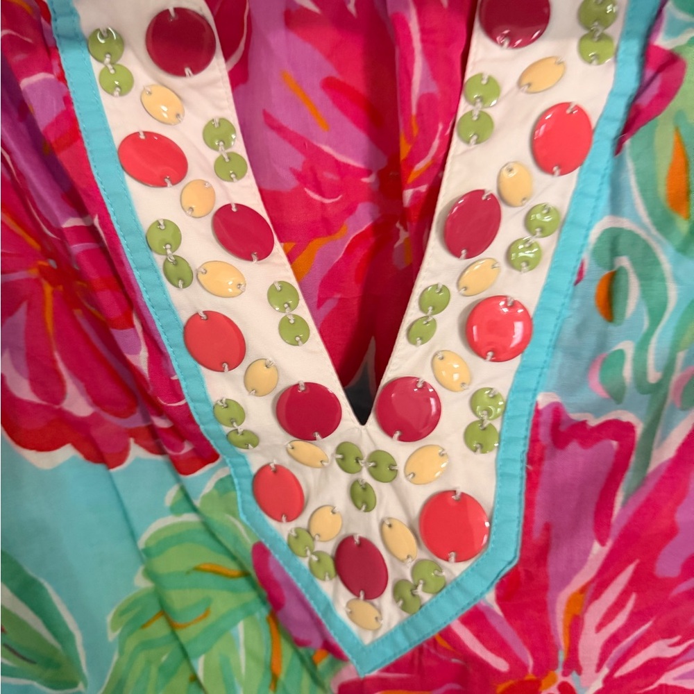 Floral Beaded Lilly Pulitzer top-L - Picture 3 of 5